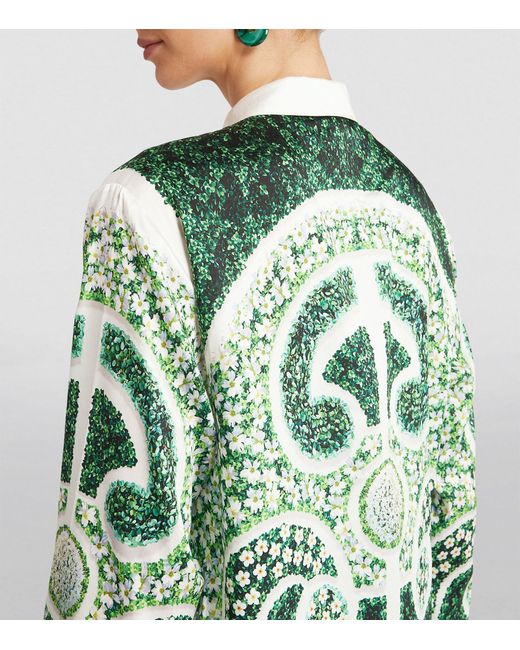 Mary Katrantzou Green Topiary Shirt Midi Dress