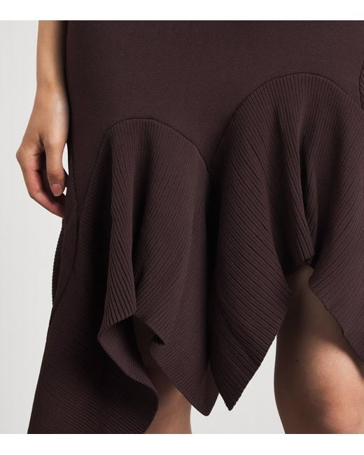 Sandro Brown Knitted Asymmetric Mini Dress