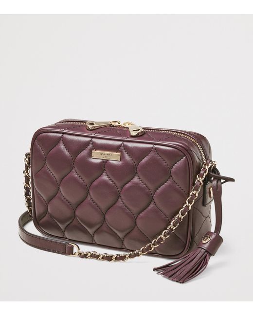 Aspinal Purple Leather Alice Cross-Body Bag