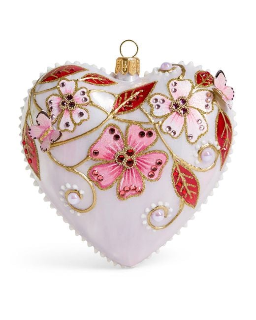Glitterlab Pink Glass Heart Bauble