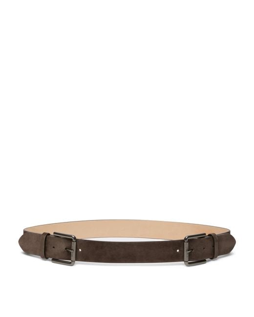 Max Mara Brown Suede Double-Buckle Belt