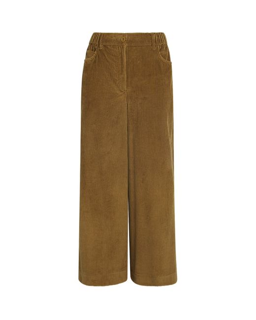 Weekend by Maxmara Green Corduroy Wide-Leg Trousers