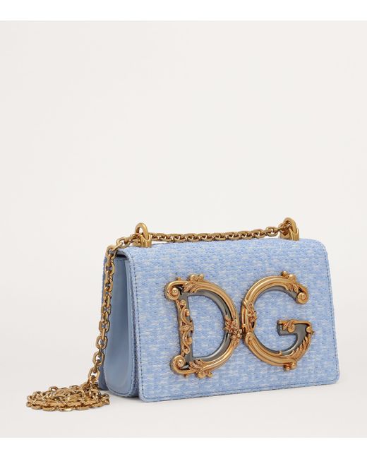 Dolce & Gabbana Blue Medium Bouclé Dg Girls Shoulder Bag