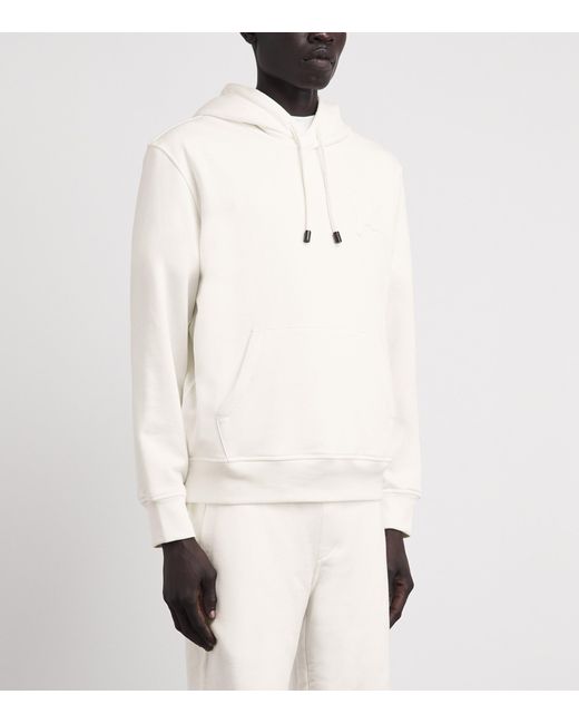 Isaia White Embossed Logo Hoodie for men