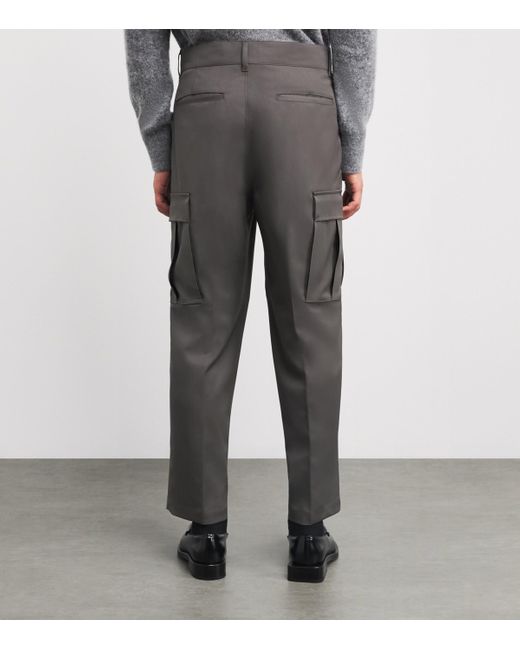 Barena Gray Stretch-Virgin Wool Pleated Trousers for men