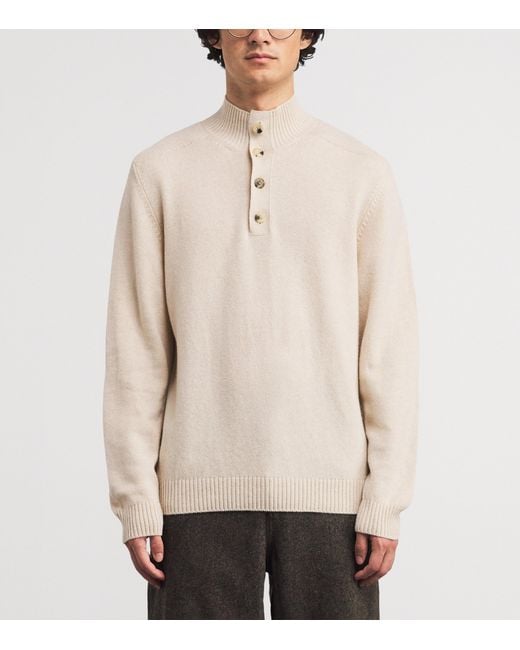 Harrods Natural Cashmere Button-Down Sweater for men