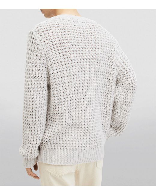 AllSaints White Waffle-stitch Illund Sweater for men