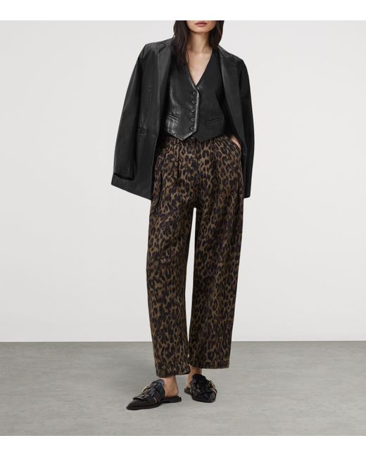 AllSaints Brown Leopard Print Jeans