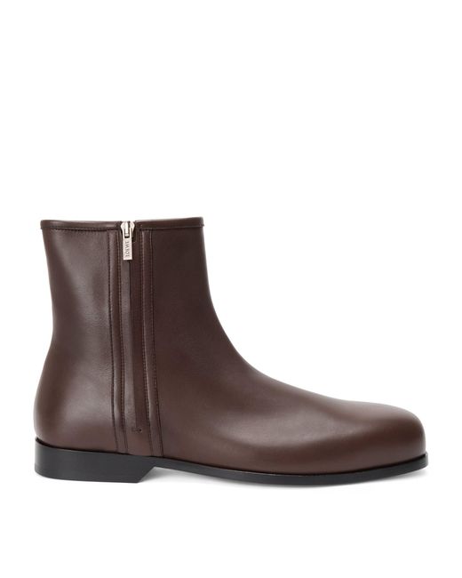 Loewe Brown Leather Bobine Ankle Boots for men
