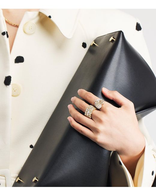 Suzanne Kalan Metallic And Diamond Short Stack Ring