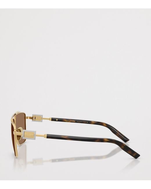 Dolce & Gabbana Brown Metal Square Sunglasses for men