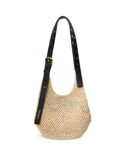 Loewe Natural X Paula's Ibiza Small Raffia Punch-Hole Hobo Bag