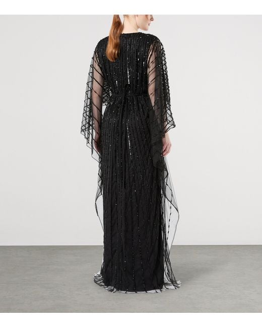 Marina Rinaldi Black X Tony Ward Embellished Maxi Dress And Cape