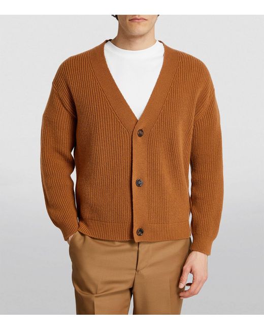 Lardini Brown Virgin Wool-cashmere Cardigan for men