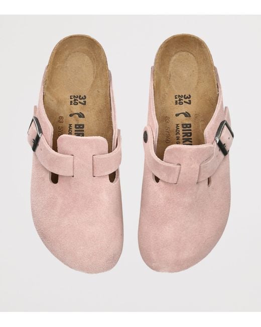 Birkenstock Pink Suede Boston Clogs