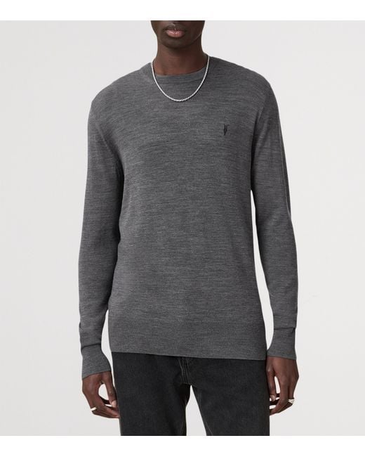 AllSaints Gray Merino Wool Mode Sweater for men