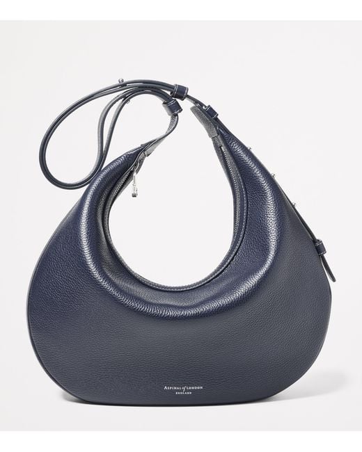 Aspinal Blue Large Soho Crescent Cross-Body Bag