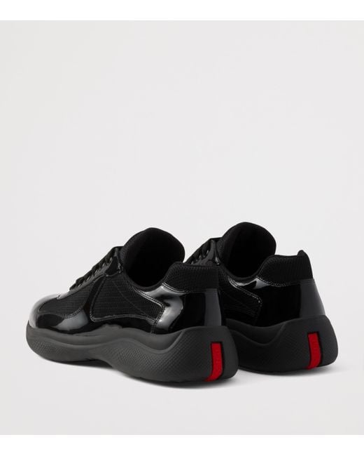 Prada Black Patent Leather-Blend America's Cup Sneakers for men