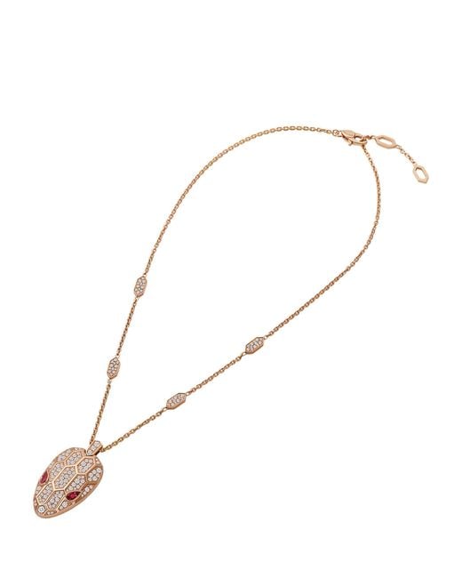 BVLGARI White Diamond And Rubellite Serpenti Necklace