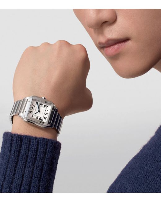 Cartier Metallic Stainless Steel Santos De Watch
