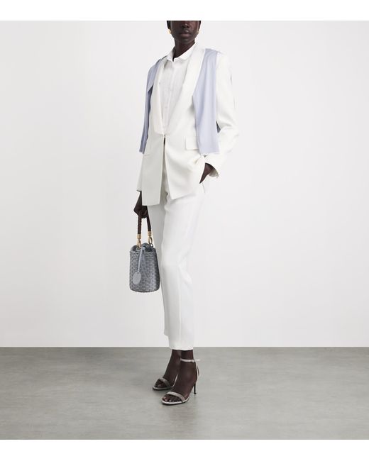 Eleventy White Twill Tuxedo Jacket