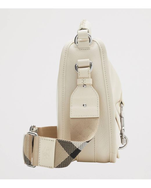Burberry Gray Small Calf Leather B Clip Messenger Bag