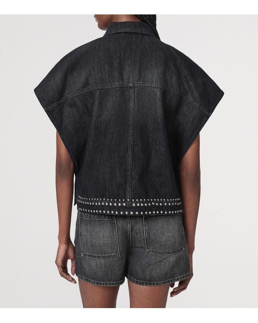 AllSaints Black Alba Sleeveless Denim Shirt