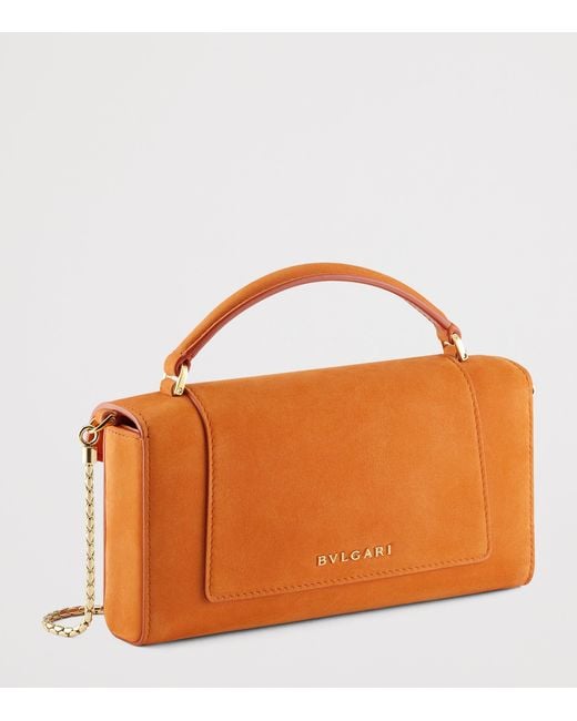 BVLGARI Orange Nubuck Serpenti Forever Phone Pouch