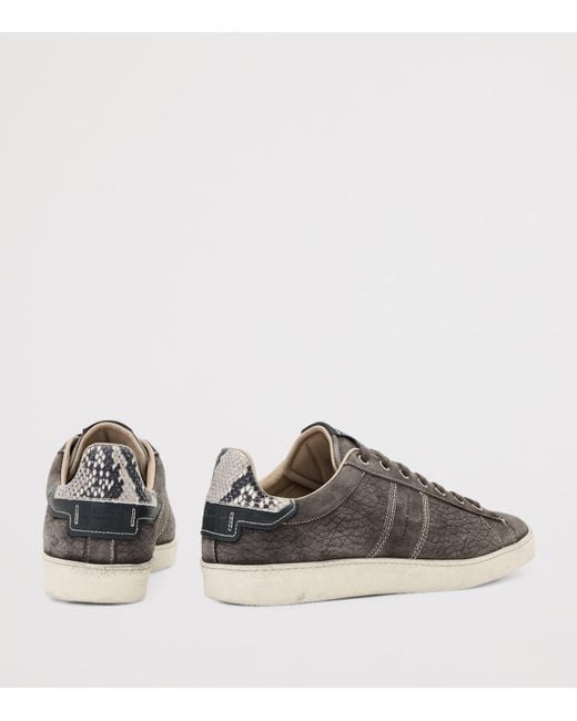 AllSaints Brown Suede Leon Low-Top Sneakers for men