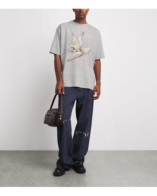 Maison Margiela Gray Cotton Creased Bird T-Shirt for men