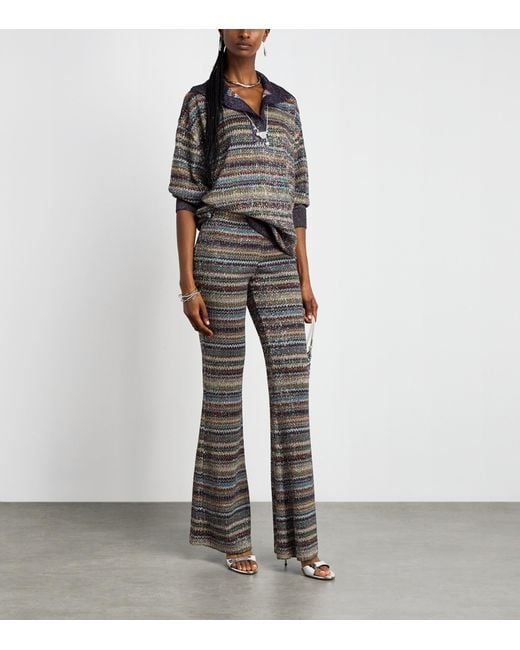 Missoni Gray Metallic Stripe Flared Trousers