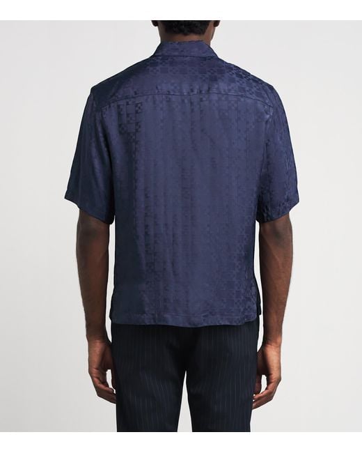 Sandro Blue Jacquard Cross Short-Sleeve Shirt for men