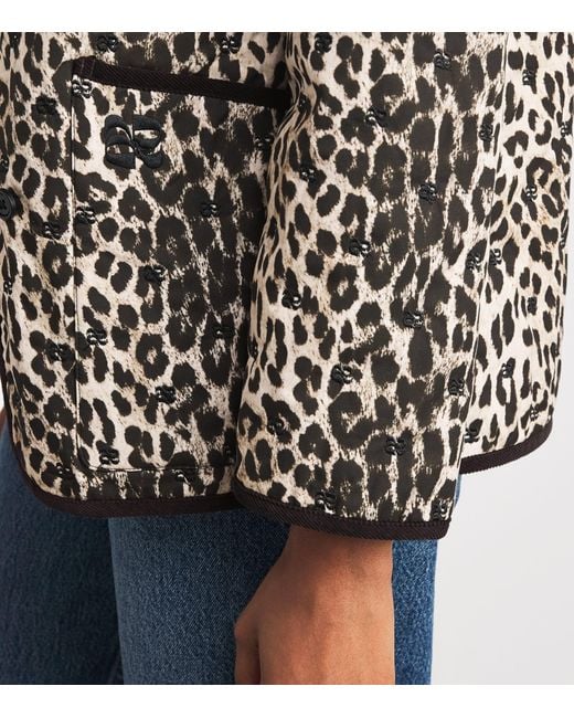 Rixo Black Cotton Leopard Earla Quilted Jacket