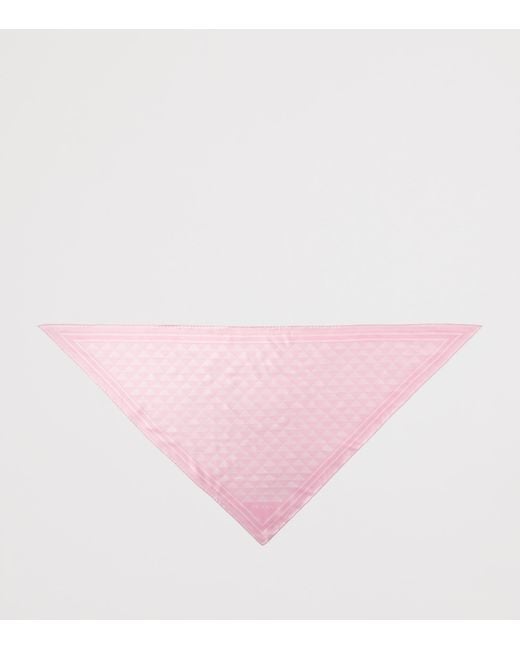 Prada Pink Silk Printed Triangle Scarf