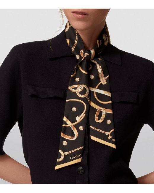 Cartier Black Silk Precious Mundanity Twilly