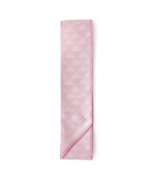 Prada Pink Silk Symbole Jacquard Necktie for men