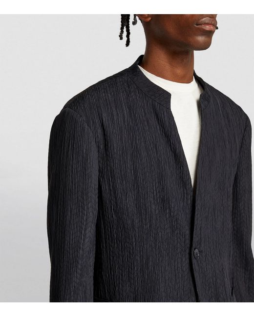 Giorgio Armani Black Silk-blend Band-collar Blazer for men