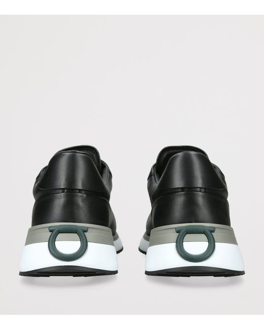 Ferragamo Black Leather America 1 Sneakers for men