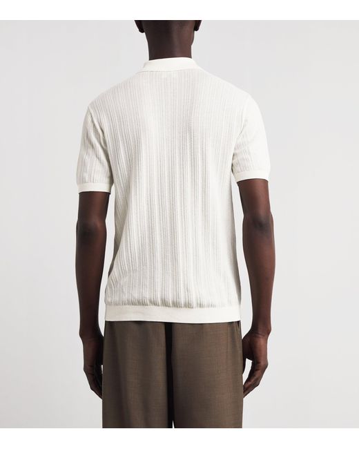 Emporio Armani White Cotton Quarter-Zip Polo T-Shirt for men