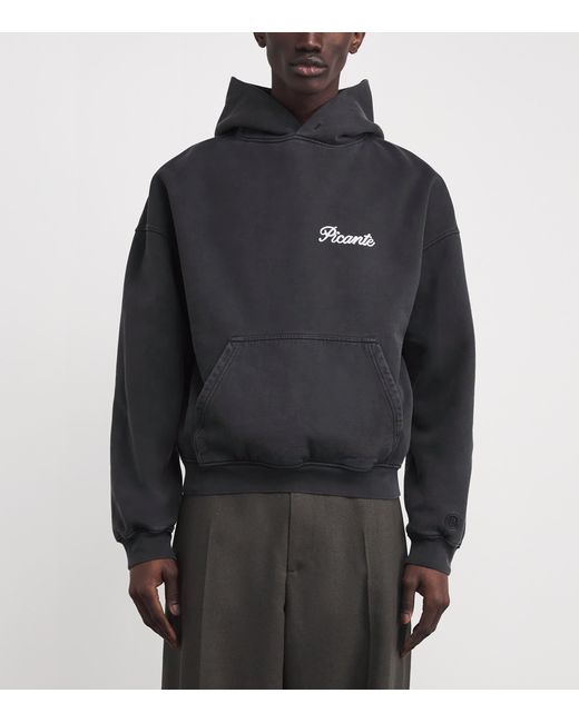 Picante Black Organic Cotton Tailor Logo Hoodie for men