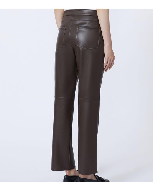 Max Mara Gray Faux Leather Flared Trousers