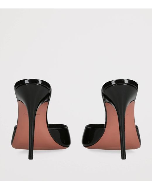 AMINA MUADDI Black Patent Leather Elodie Heeled Mules 105