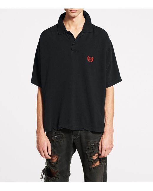 Balenciaga Laurel Classic Short Sleeve Regular Polo in Black for