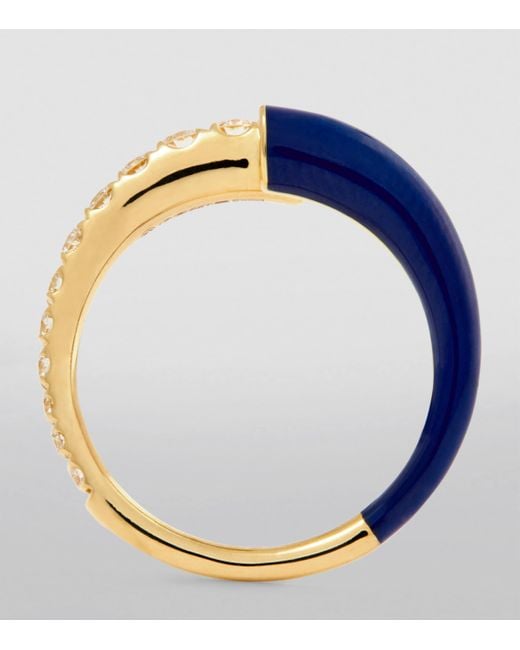 Melissa Kaye Blue Diamond And Enamel Lola Ring