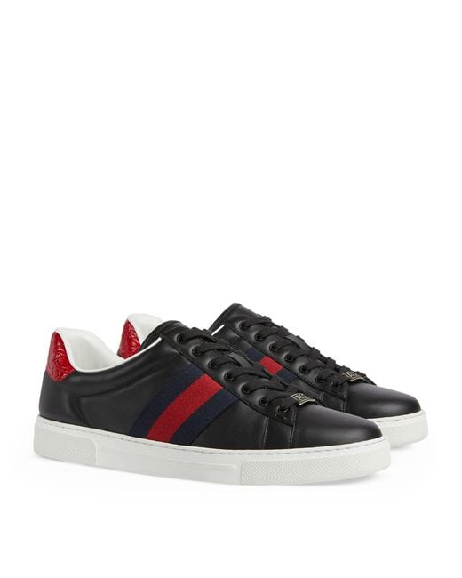 Gucci Black Ace Trainer With Web for men