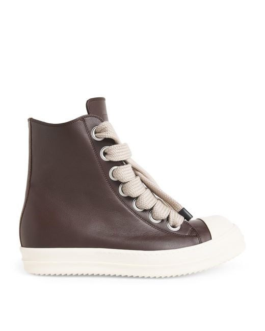 Rick Owens Brown Leather Jumbo-Lace Sneakers for men