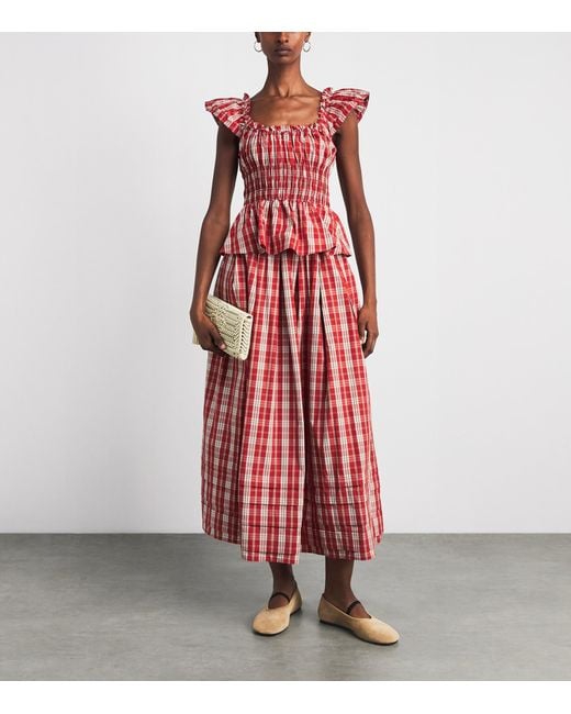 Faithfull The Brand Cotton Shirred Janne Top