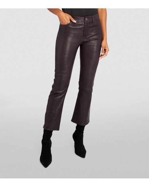 FRAME Gray Leather Le Crop Mini Boot Trousers