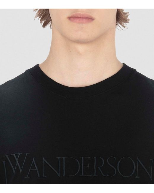 J.W. Anderson Black Logo-embroidered T-shirt for men