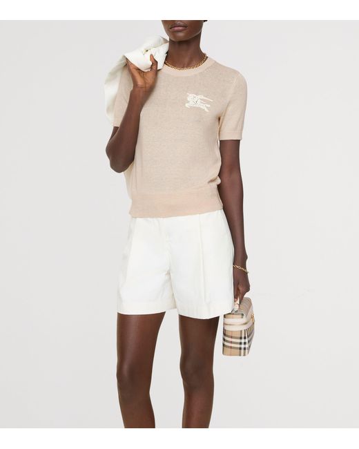 Burberry Natural Wool-Cotton Ekd Knit Top